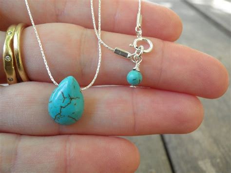 Turquoise Necklace Sterling Silver 14k Gold Filled Drop Etsy