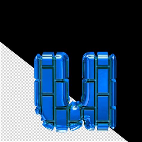 Symbole 3d Fait De Briques Verticales Bleues Lettre U PSD Premium