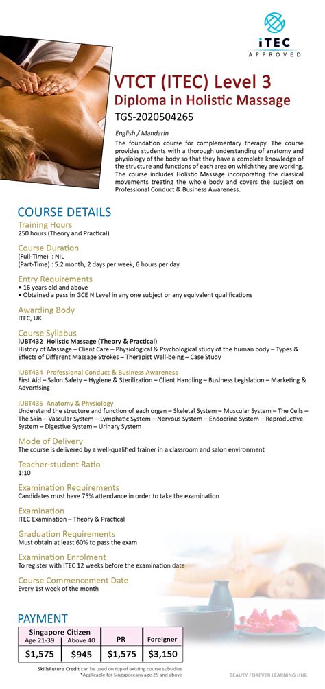 Vtct Itec Level 3 Diploma In Holistic Massage