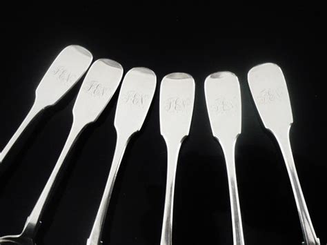 6 Irish Sterling Silver Rattail Teaspoons DUBLIN 1866 Antique Dart