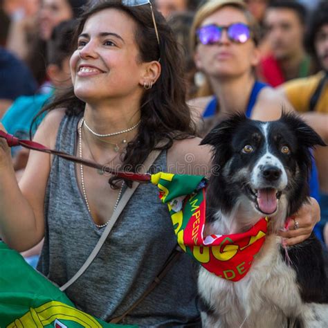 Portuguese Fans During Video Translation Of The Football Match Portugal