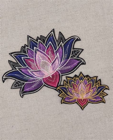 Lotus Flower Iron On Patch For Jacket Patches Etsy