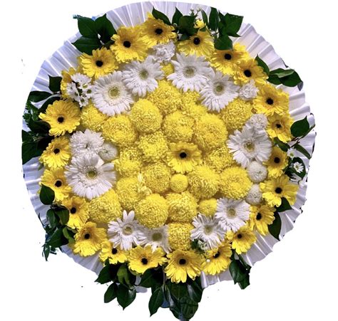 Yellow And White Gerberas And Yellow Chrysanthemums Round Asian And