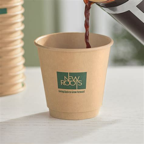 New Roots Oz Smooth Double Wall Kraft Compostable Paper Hot Cup