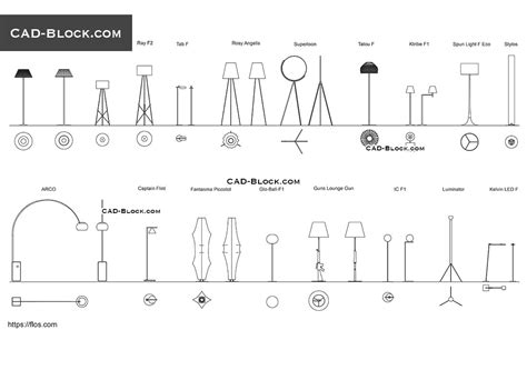 Floor Lamp AutoCAD library, download CAD block