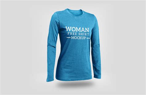 Free Long Sleeve Female T Shirt Mockup Psd Psfreebies