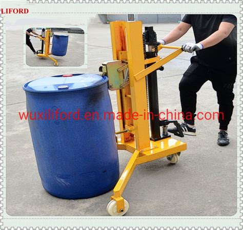 China Factory 450kg Manual Drum Positioner Hydraulic Drum Stacker Drum