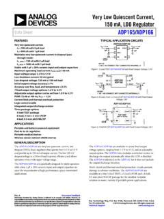 Very Low Quiescent Current 150 MA LDO Regulator Data Very Low