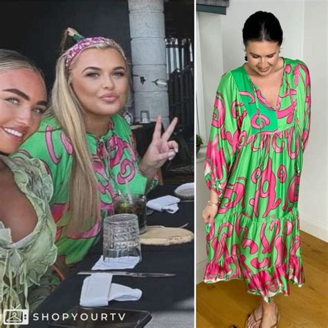 Towie Season 33 Episode 2 Saffrons Pink And Green Print Maxi Dress