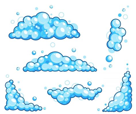 Cartoon Soap Foam Set With Bubbles Light Blue Suds Of Bath Shampoo