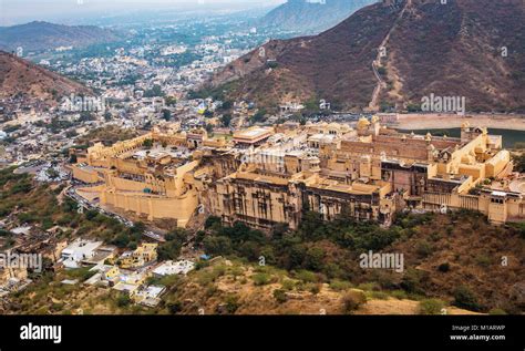 Amber Fort Amer Fort Aerial View Along With Jaipur Cityscape As Seen