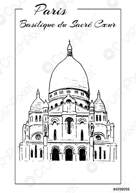 Basilica Of Sacre Coeur In Montmartre Paris Illustration In Draw