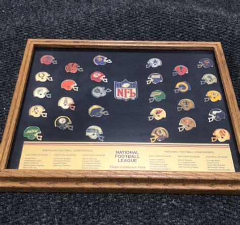 Vintage Framed Nfl Team Collector Pins