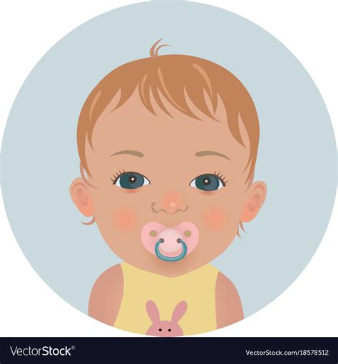 Baby With Pacifier Emoticon Child With Soother Vector Image