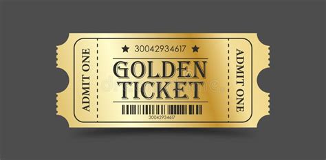 Golden Ticket Vector Illustration For Websites Applications Cinemas