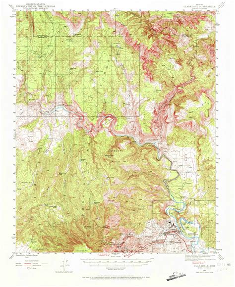 Clarkdale Arizona 1944 1972 USGS Old Topo Map Reprint 15x15 AZ Quad