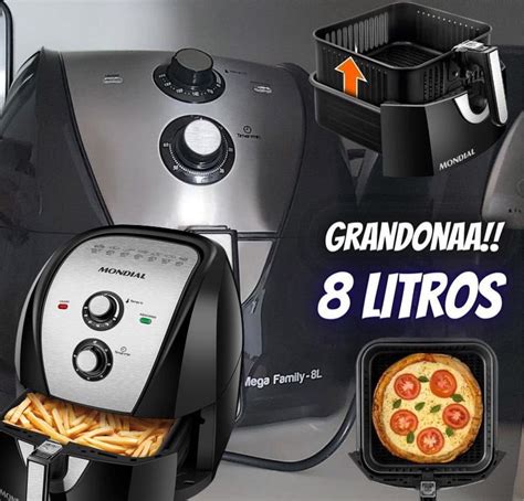 Fritadeira Elétrica Sem Óleo Air Fryer Mondial Mega Family AFN 80 BI 8L