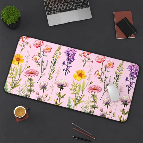 Spring Flower Desk Mat Cottagecore Mousepad Pressed Wildflower Art