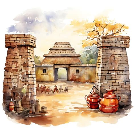 Premium AI Image | Watercolor Room of Zimbabwean Great Zimbabwe Room ...