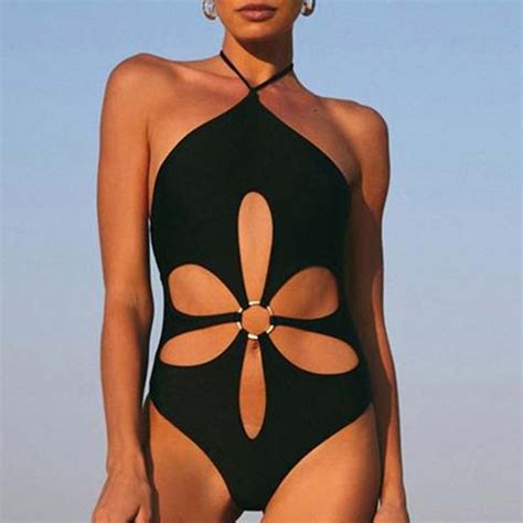 Jxyms Womens One Piece Swimsuits Womens Sexy Hollowed Out Hanging Neck