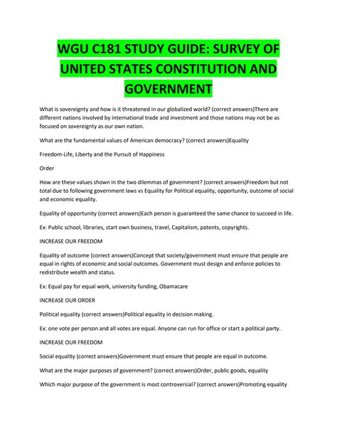 Solution Wgu C Study Guide Survey Of United States Constitution And