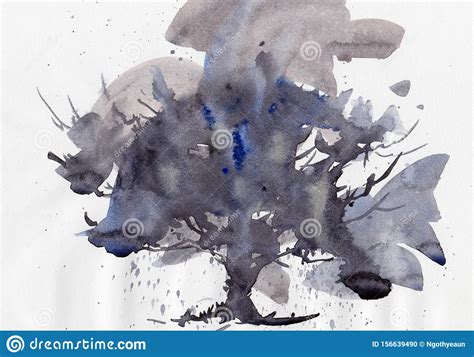 Tree Abstract Painting in Watercolor Artwork Decorative Art Stock ...