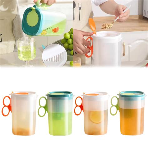 Wmhsylg Food Storage Plastic Water Pitcher With Flip Top Spout Lid Clear Slim Water Container