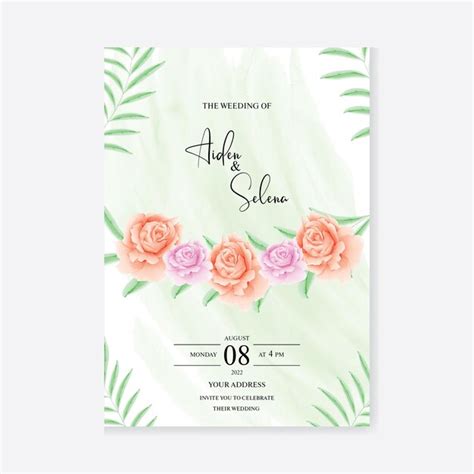 Premium Vector Watercolor Floral Wedding Invitation Card Template