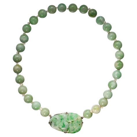 Jade Necklace With Pearl And Imperial Jade Clasp Certified Untreated