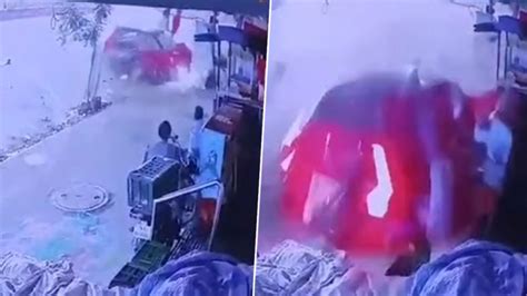 Accident Caught On Camera In Chennai Speeding Car Rams Crowd People