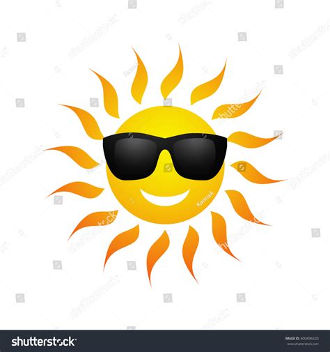 Cute Yellow Cartoon Sun Symbol Sunglasses Stock Vector (Royalty Free ...