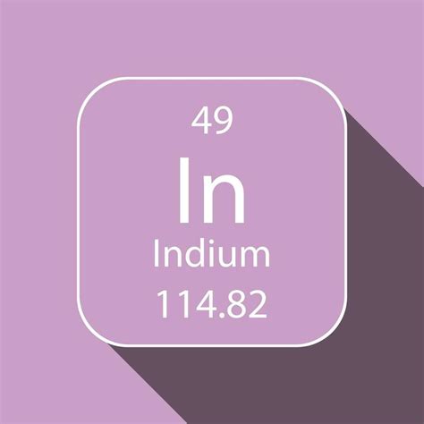 Indium Symbol With Long Shadow Design Chemical Element Of The Periodic