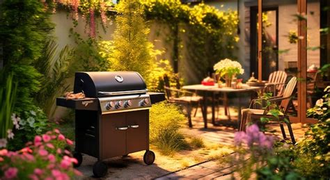 Premium Photo | A barbecue grill being used in a backyard backyard