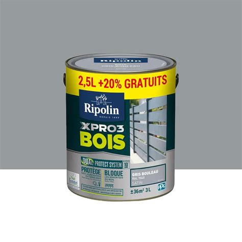 Peinture Ripolin Xpro Bois Dual Protect System Gris Bouleau Pas Cher