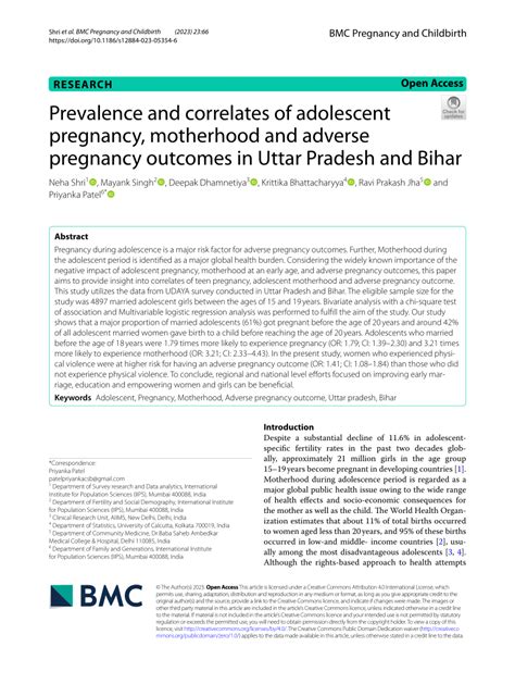 Pdf Prevalence And Correlates Of Adolescent Pregnancy Motherhood And