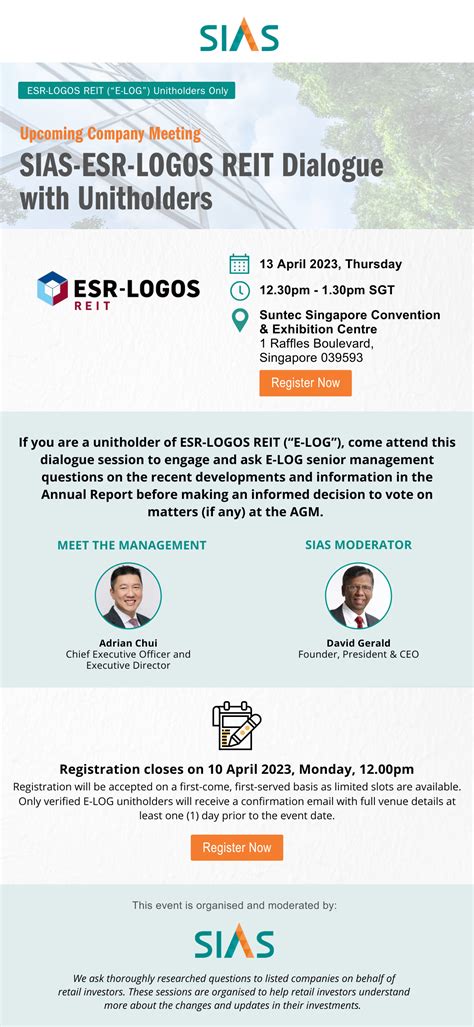 SIAS-ESR-LOGOS REIT Dialogue with Unitholders | Securities Investors ...