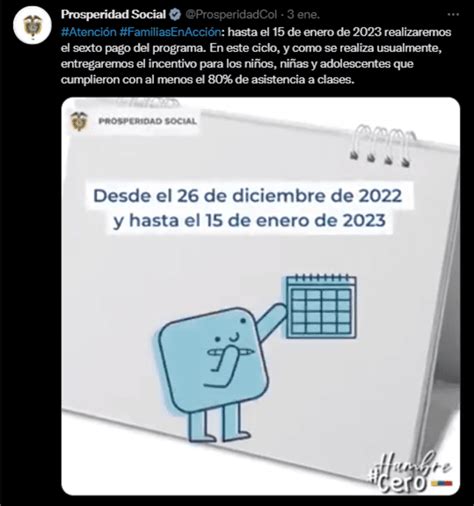 Familias en Acción 2023 hasta cuándo puedo cobrar el subsidio y cómo