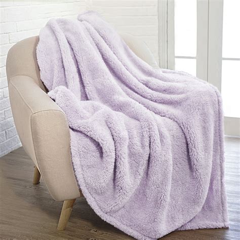 Pavilia Plush Sherpa Throw Blanket For Couch Sofa Fluffy Microfiber