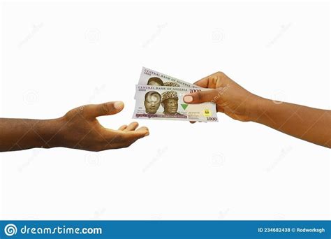 Hand Giving D Rendered Nigerian Naira Notes To Another Hand Hand