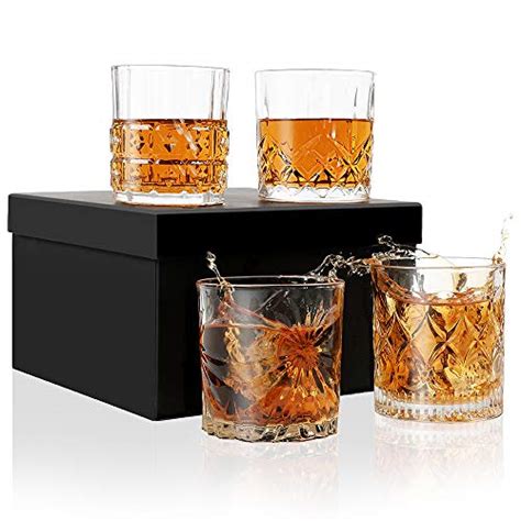 Sayopin Premium Whiskey Glass Set Of 4 Crystal Old Fashioned Glass Set