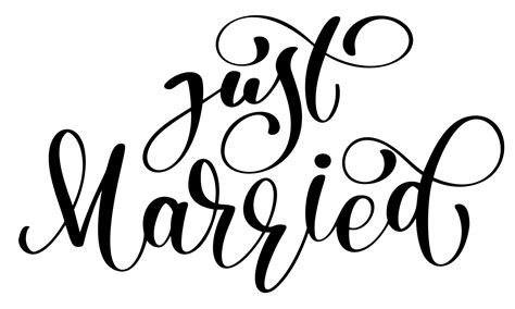 Just Married Vector Text On White Background Calligraphy Wedding