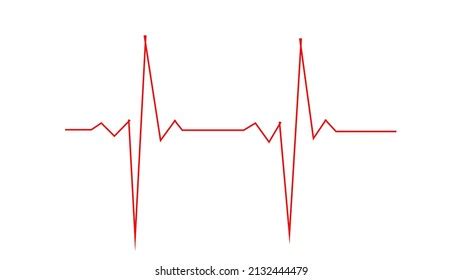 Heartbeat Red Color Illustration Cardiogram Cardiograph Stock