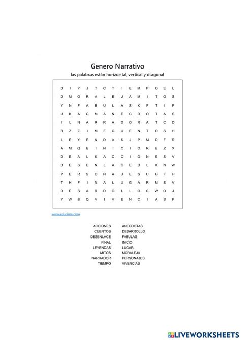 Género Narrativo Interactive Exercise Live Worksheets