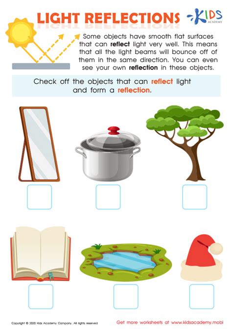 Light Reflections Worksheet for kids - Worksheets Library