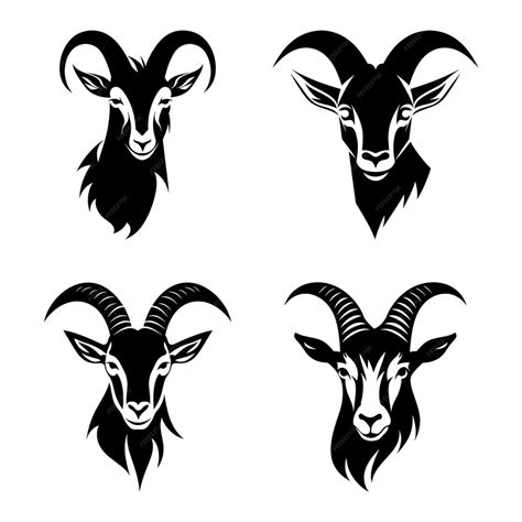 Premium Vector Goat Logo Silhouette Set Goat Icon Set Vector Design