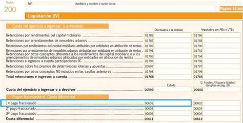 SuperContable Casilla 601 Del Modelo 200 Importe Del Primer Pago