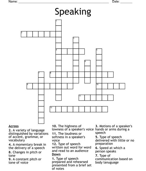 Speaking Crossword Wordmint