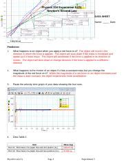 Lab3 5 Odt Physics 204 Experiment 5 O Newtons Second Law DATA SHEET