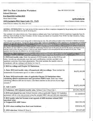 Fillable Online Fillable Online 2019 Tax Rate Calculation Worksheet