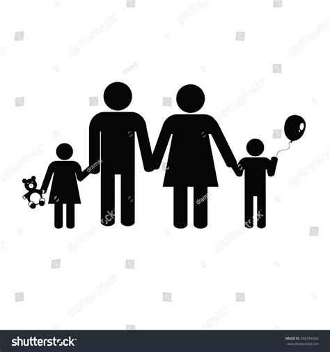 Family Black Vector Silhouette Illustration Stock Vector (Royalty Free) 346394336 | Shutterstock